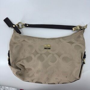 Coach Tan and Gold Shoulder‎ Bag with Crescent Shape